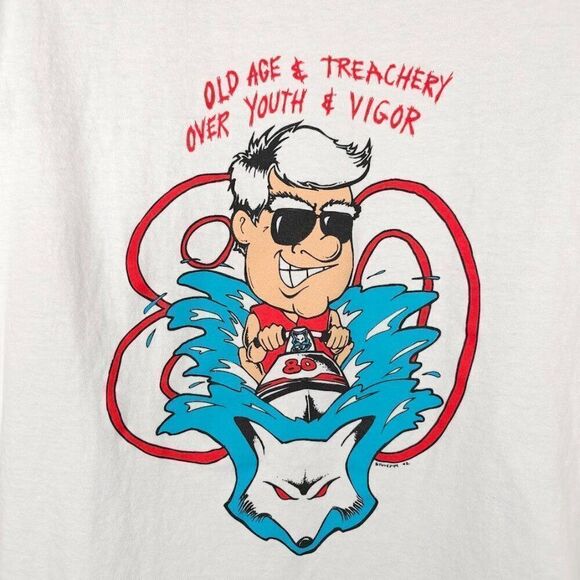 Vintage Silver Fox Watersports T Shirt Mens Size 3XL White Y2K Watercraft - Picture 4 of 7
